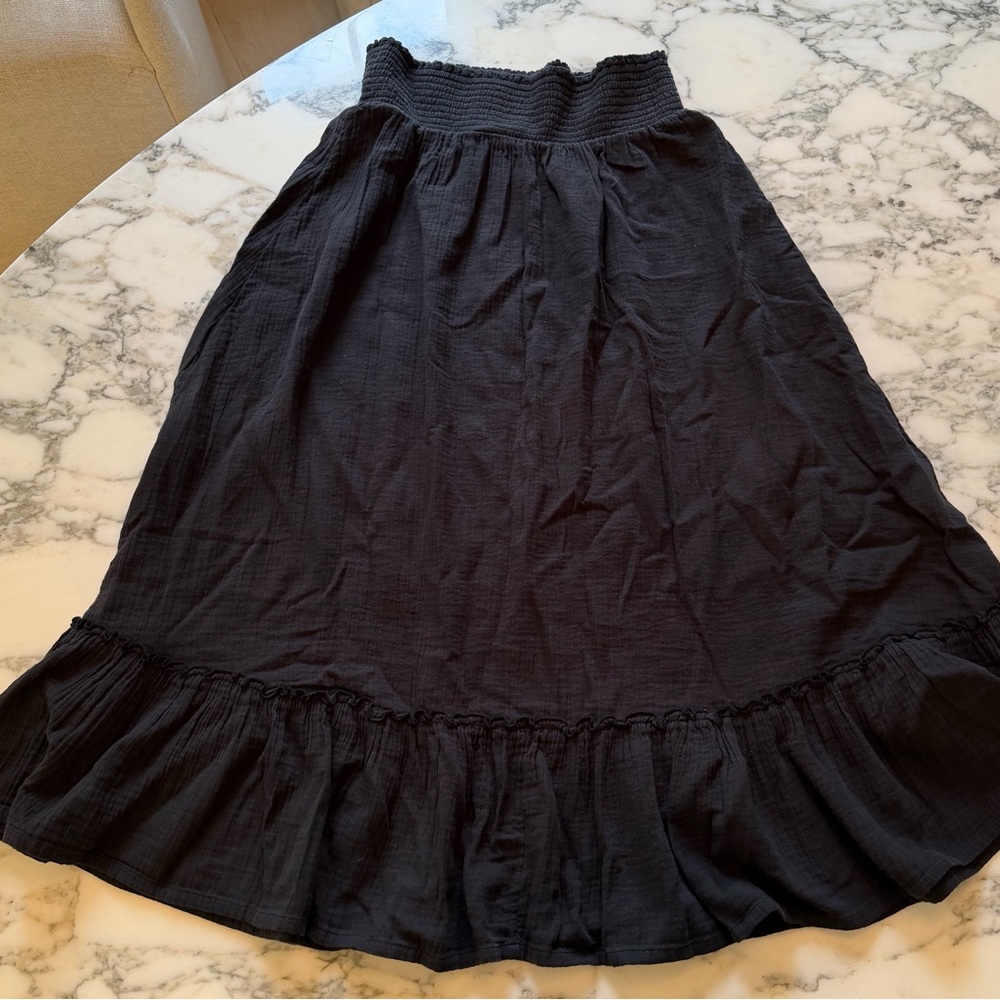 Quince Black Maxi Skirt with Smocked Waist NWT - Picture 8 of 14